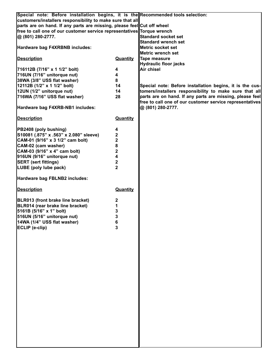 Tuff Country 24814 - Ford 80-96 F150 4 performance box kit User Manual | Page 3 / 16