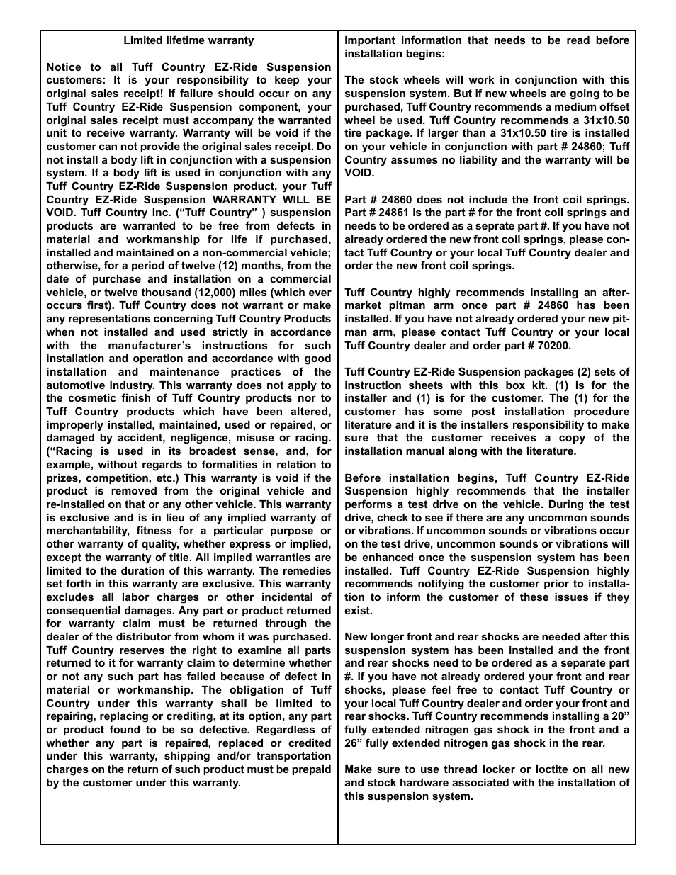 Tuff Country 24860 - Ford 83-97 Ranger 4 box kit User Manual | Page 2 / 13