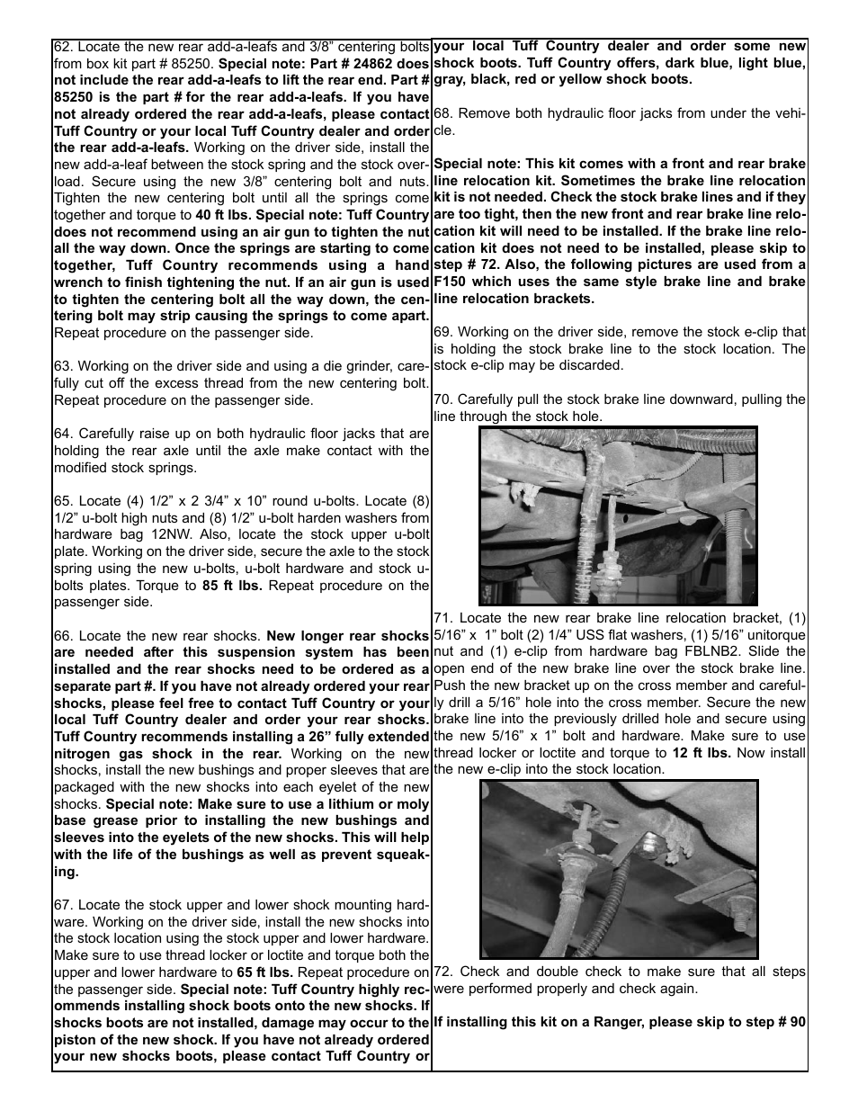 Tuff Country 24862 - Ford 83-97 Ranger/Explorer 4 box kit (performance kit) User Manual | Page 13 / 16