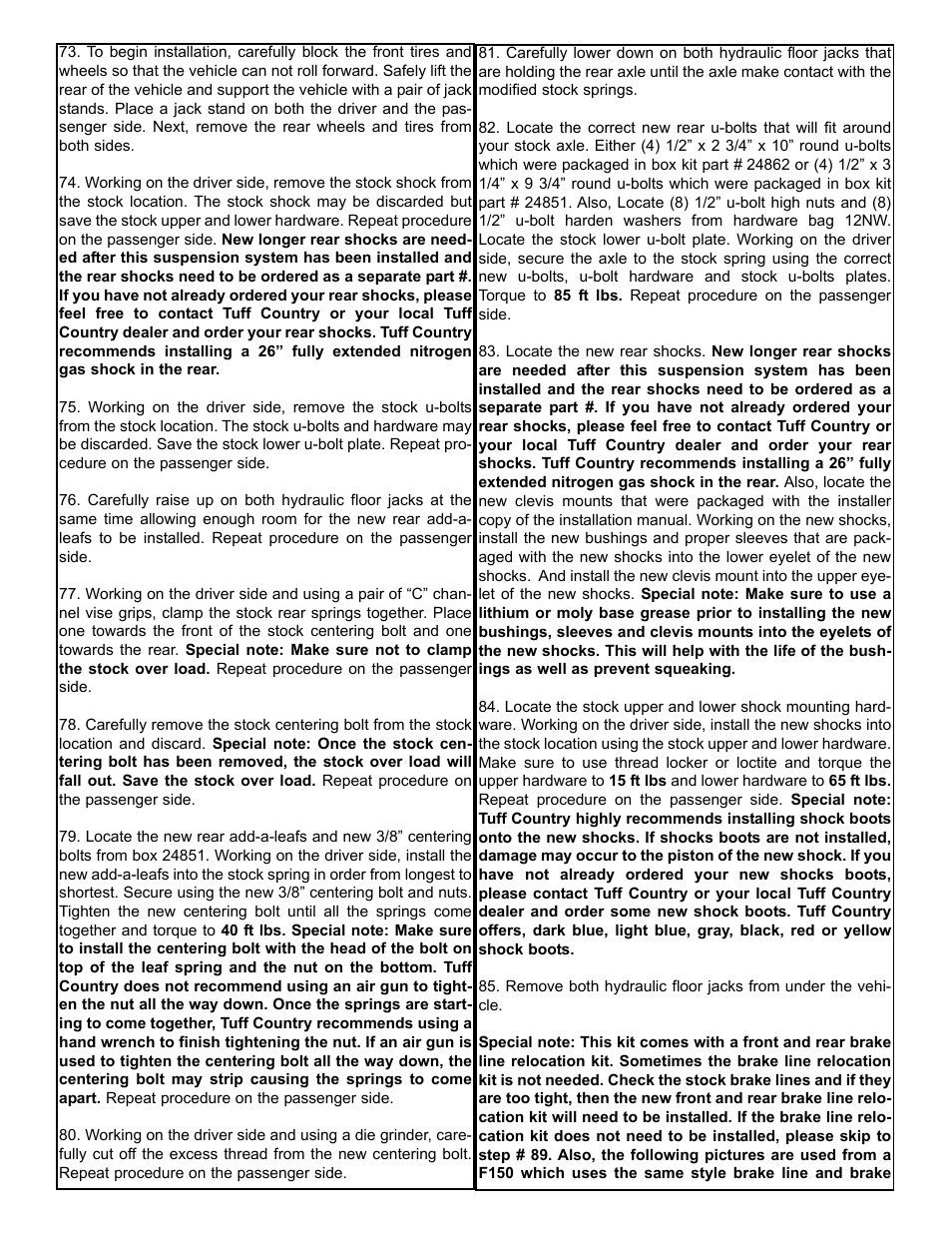 Tuff Country 24862 - Ford 83-97 Ranger/Explorer 4 box kit (performance kit) User Manual | Page 14 / 16