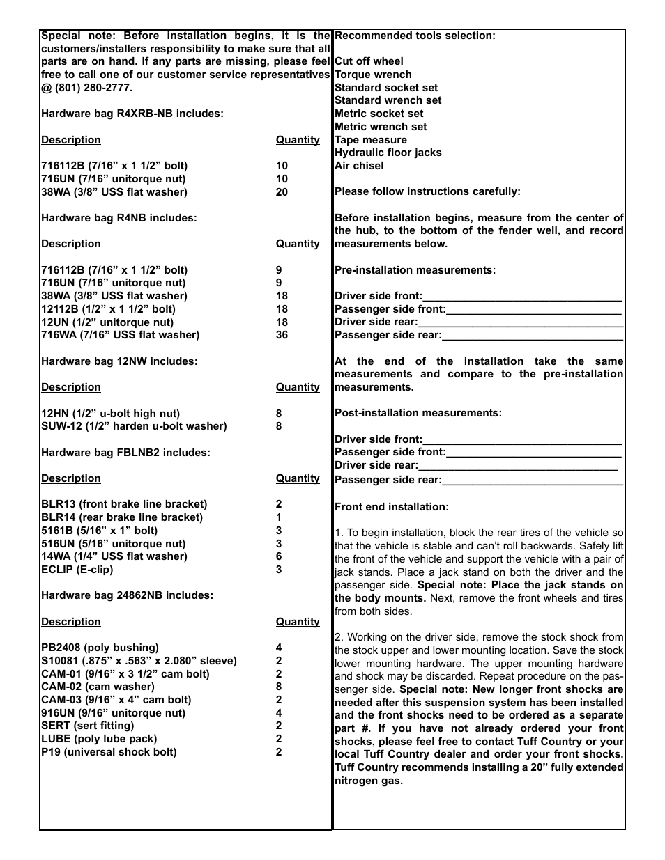 Tuff Country 24862 - Ford 83-97 Ranger/Explorer 4 box kit (performance kit) User Manual | Page 3 / 16