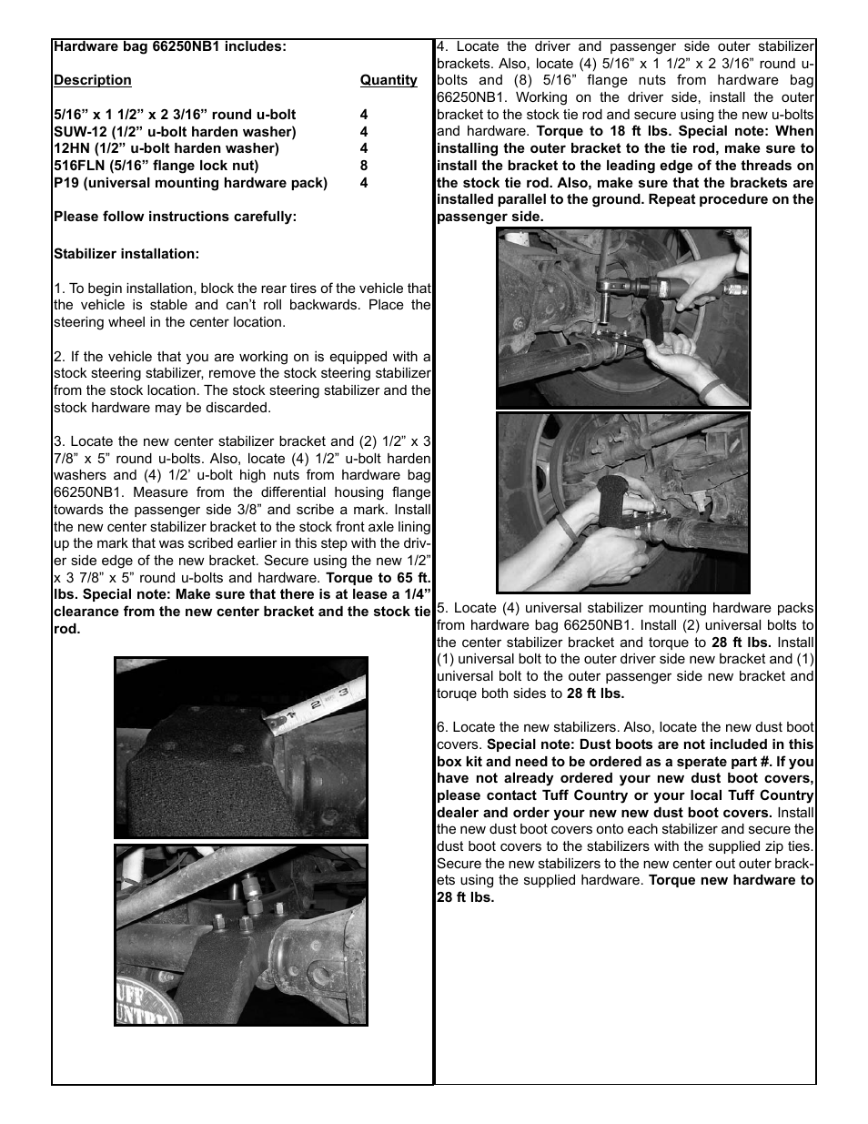 Tuff Country 66250 - Ford 05-11 Dual Steering Stabilizer User Manual | Page 3 / 4