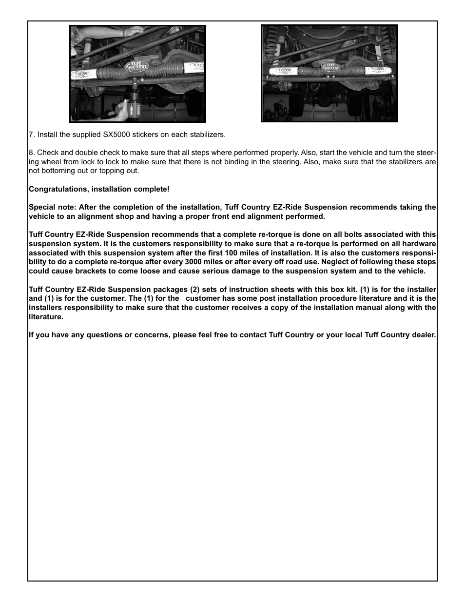 Tuff Country 66250 - Ford 05-11 Dual Steering Stabilizer User Manual | Page 4 / 4