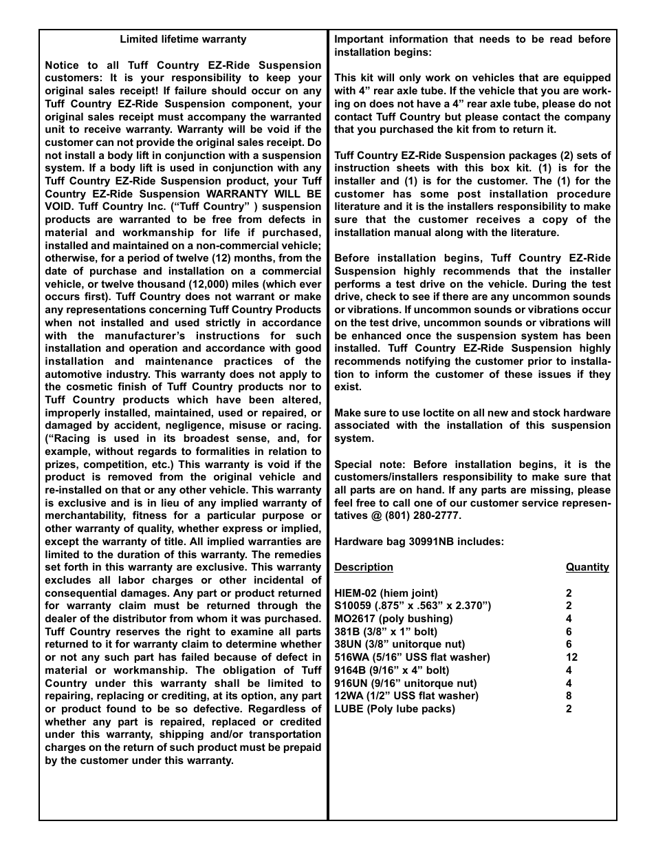 Tuff Country 30991 - Dodge Ram Performance Traction Bars User Manual | Page 2 / 5