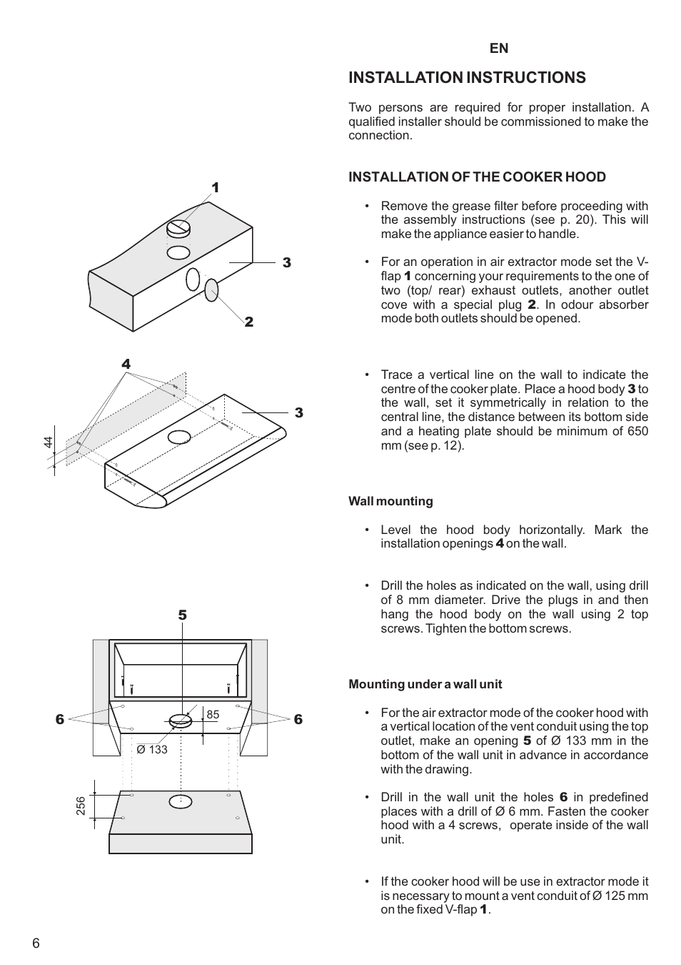 Installation instructions | Kaiser A501N User Manual | Page 6 / 34