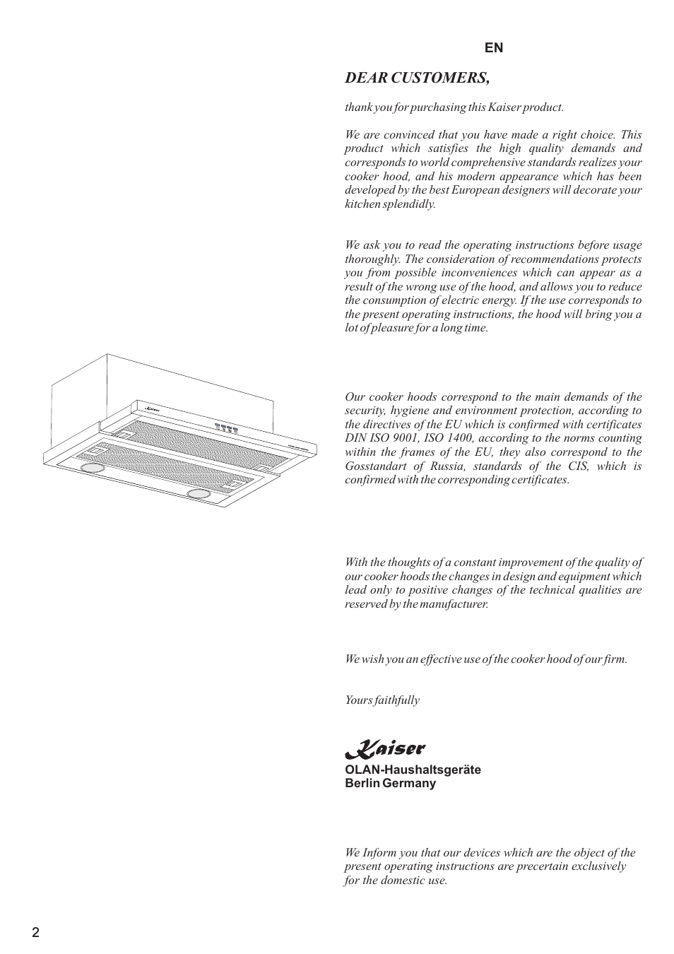 Dear customers | Kaiser EA64.. User Manual | Page 2 / 36