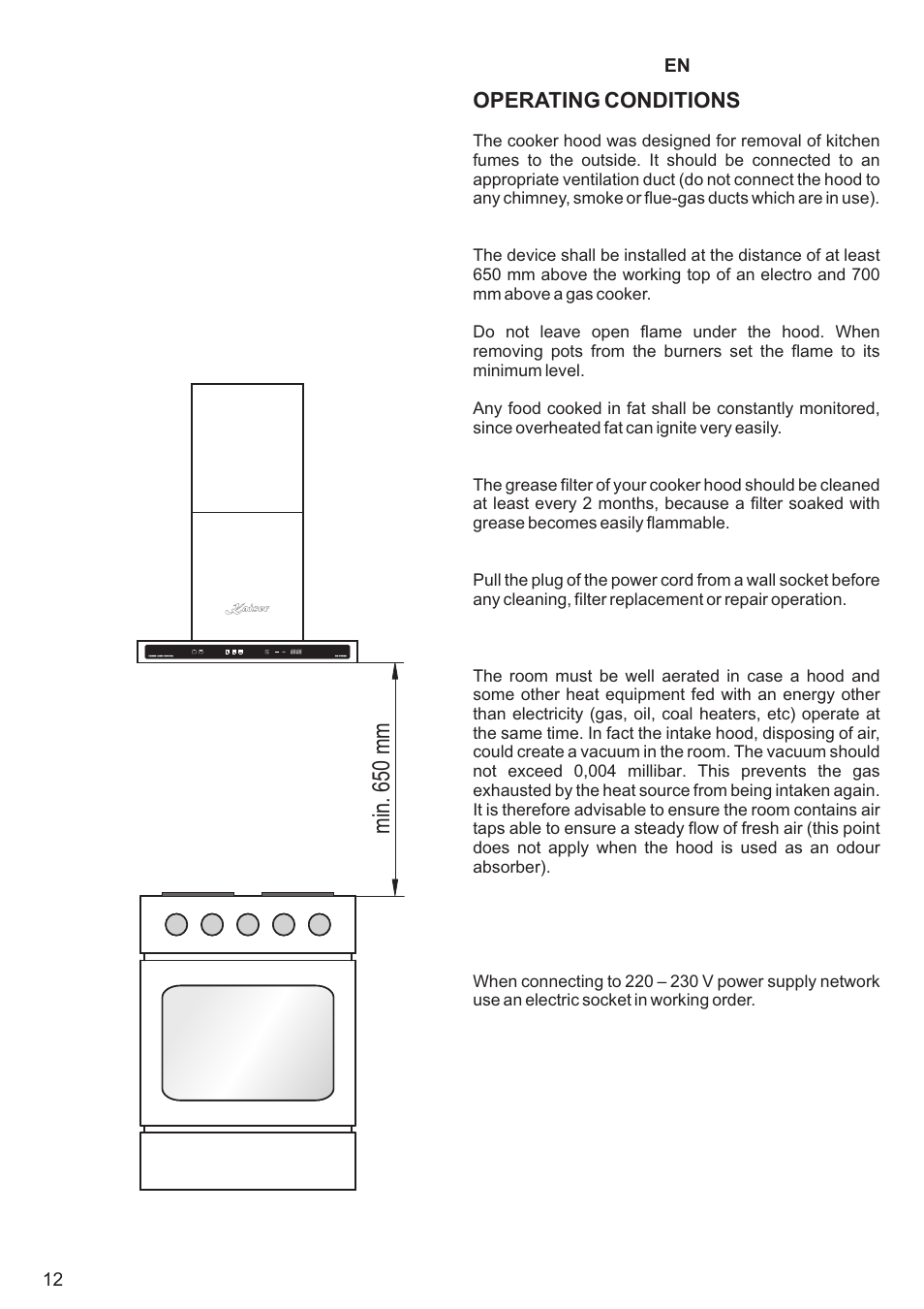 Min. 650 mm | Kaiser A64... User Manual | Page 12 / 36