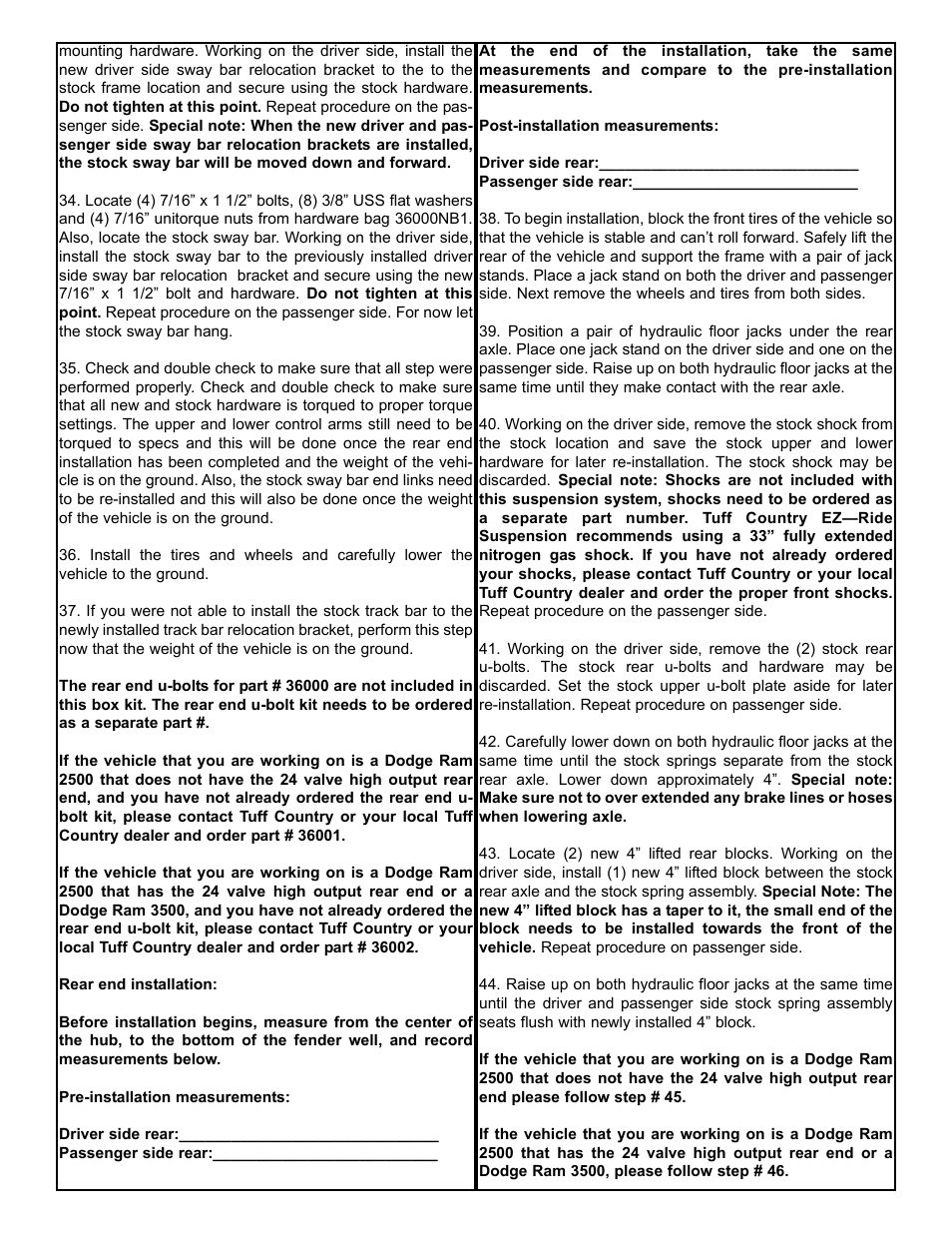 Tuff Country 36000 - Dodge 03-07 Ram 2500 / 3500 6 kit User Manual | Page 7 / 15