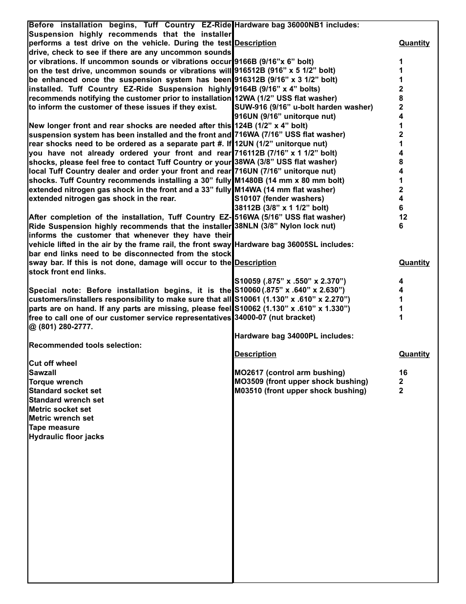 Tuff Country 36005 - Dodge 03-07 Ram 2500 / 3500 6 kit (with front coil springs) User Manual | Page 3 / 15