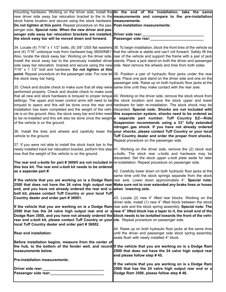 Tuff Country 36005 - Dodge 03-07 Ram 2500 / 3500 6 kit (with front coil springs) User Manual | Page 7 / 15