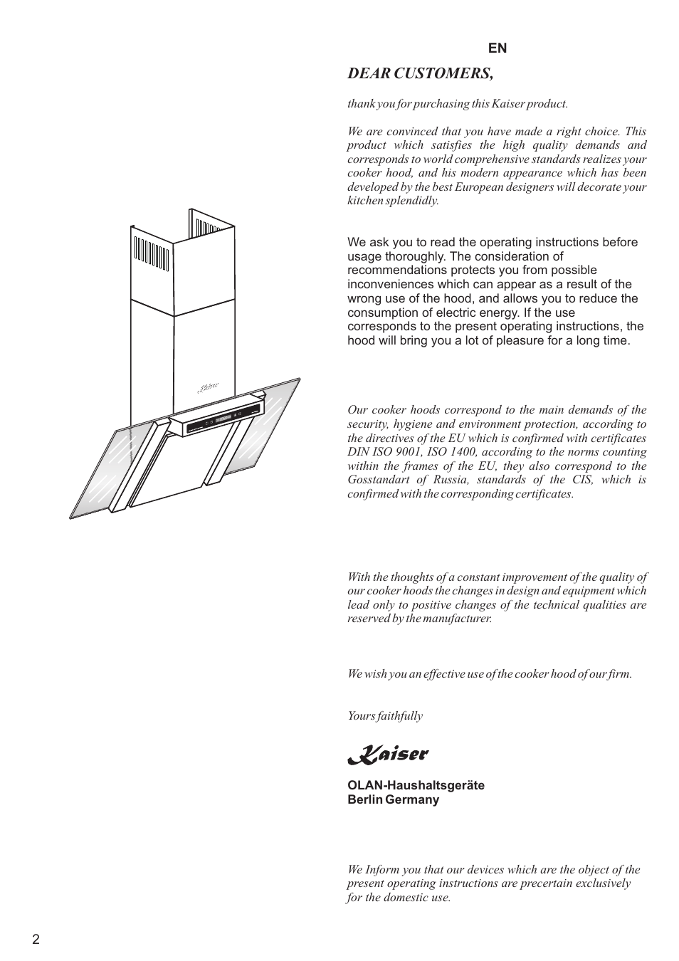 Dear customers | Kaiser AT6405 User Manual | Page 2 / 36