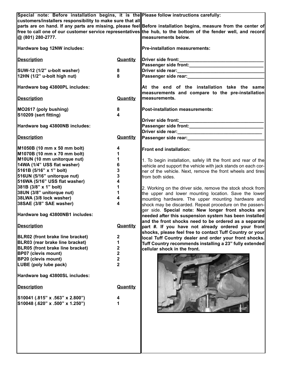 Tuff Country 43800 - Jeep Cherokee 87-01 3.5 kitt User Manual | Page 3 / 10