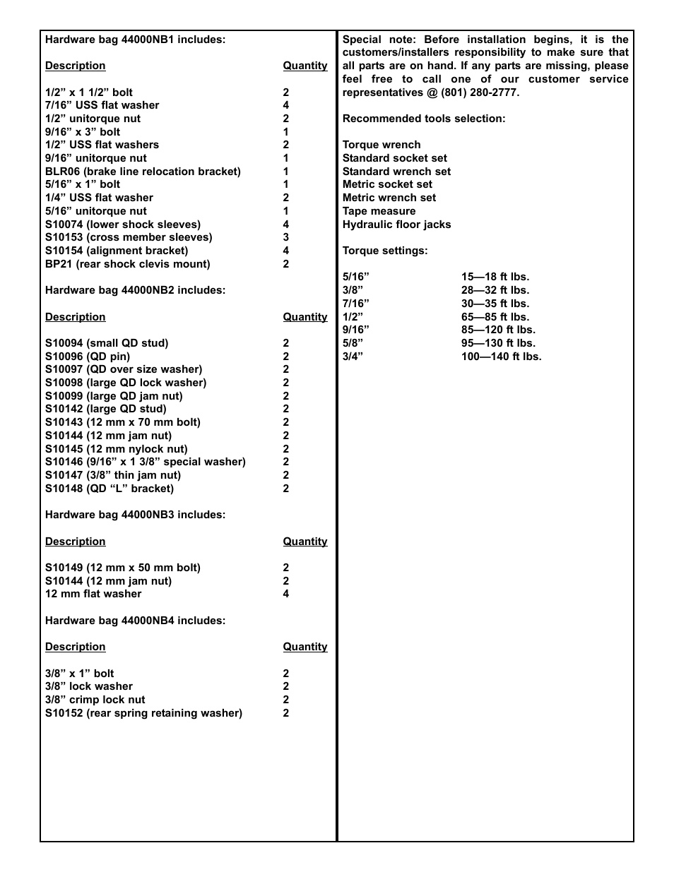 Tuff Country 44001 - Jeep JK EZ-Ride 4 box kit User Manual | Page 3 / 18