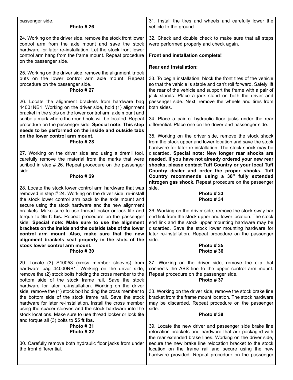 Tuff Country 44001 - Jeep JK EZ-Ride 4 box kit User Manual | Page 6 / 18