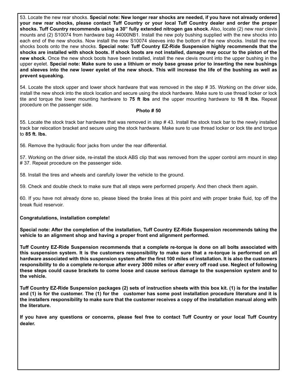 Tuff Country 44001 - Jeep JK EZ-Ride 4 box kit User Manual | Page 8 / 18