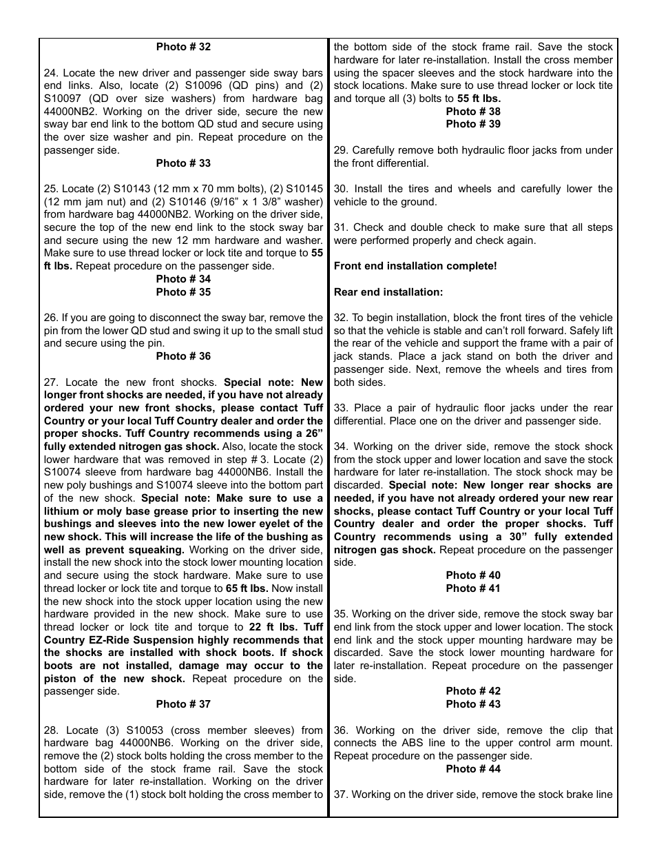 Tuff Country 44002 - Jeep JK Performance 4 box kit User Manual | Page 6 / 22