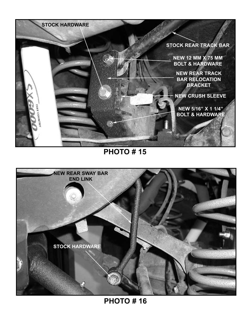 Photo # 15 photo # 16 | Tuff Country 44905 - Jeep TJ Wranlger 97-06 4 EZ-Flex kit w/sway bar quick disconnects User Manual | Page 17 / 19