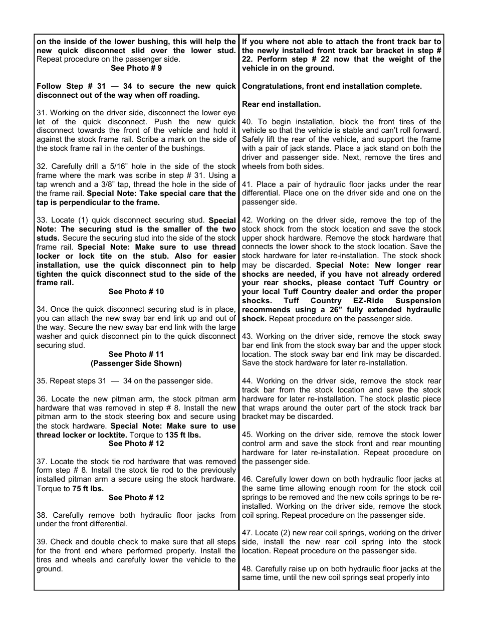 Tuff Country 44905 - Jeep TJ Wranlger 97-06 4 EZ-Flex kit w/sway bar quick disconnects User Manual | Page 6 / 19