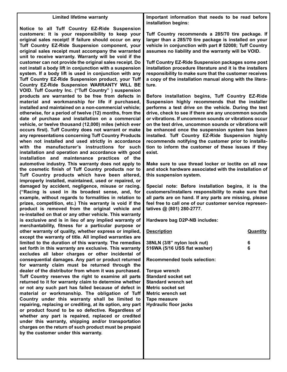Tuff Country 52008 - Nissan Titan 1.5 Leveling Kit User Manual | Page 2 / 5