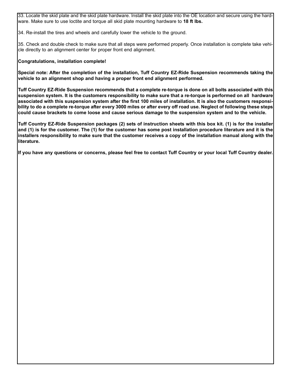 Tuff Country 52070 - Toyota Tundra 07-13 2 leveling kit User Manual | Page 8 / 8