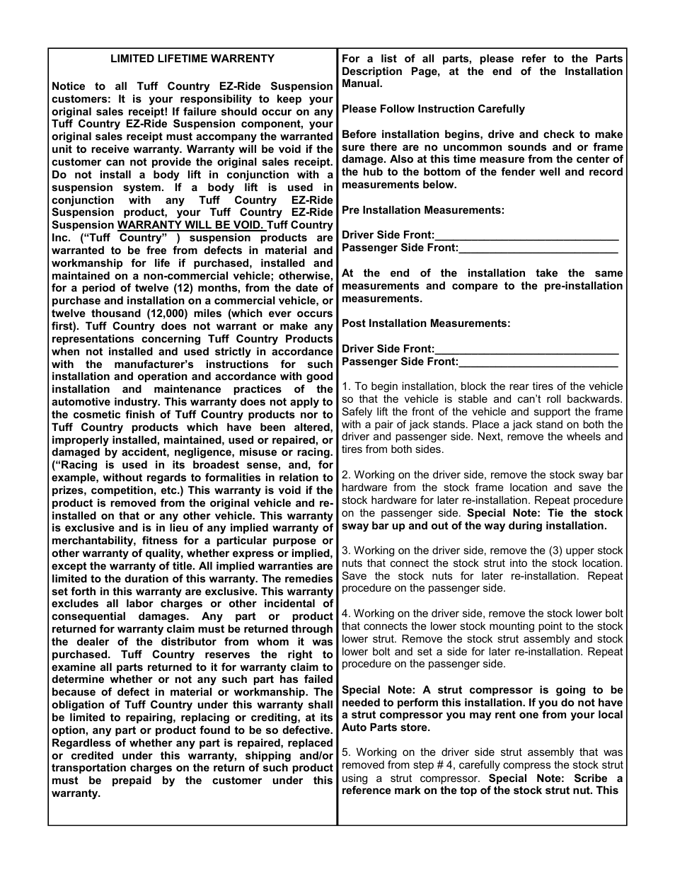 Tuff Country 52901 - Toyota Tundra 99-03 2 leveling kit User Manual | Page 2 / 5