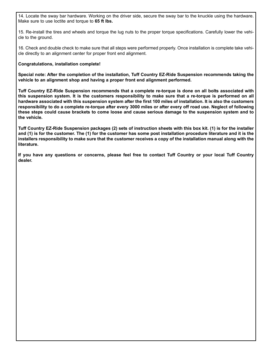 Tuff Country 52910 - Toyota Tacoma 05-14 2 leveling kit User Manual | Page 4 / 4