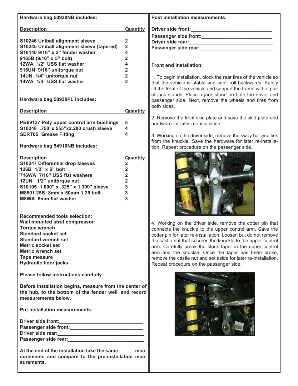 Tuff Country 54910 - Toyota Tacoma 05-14 4 uni-ball lift kit User Manual | Page 3 / 9