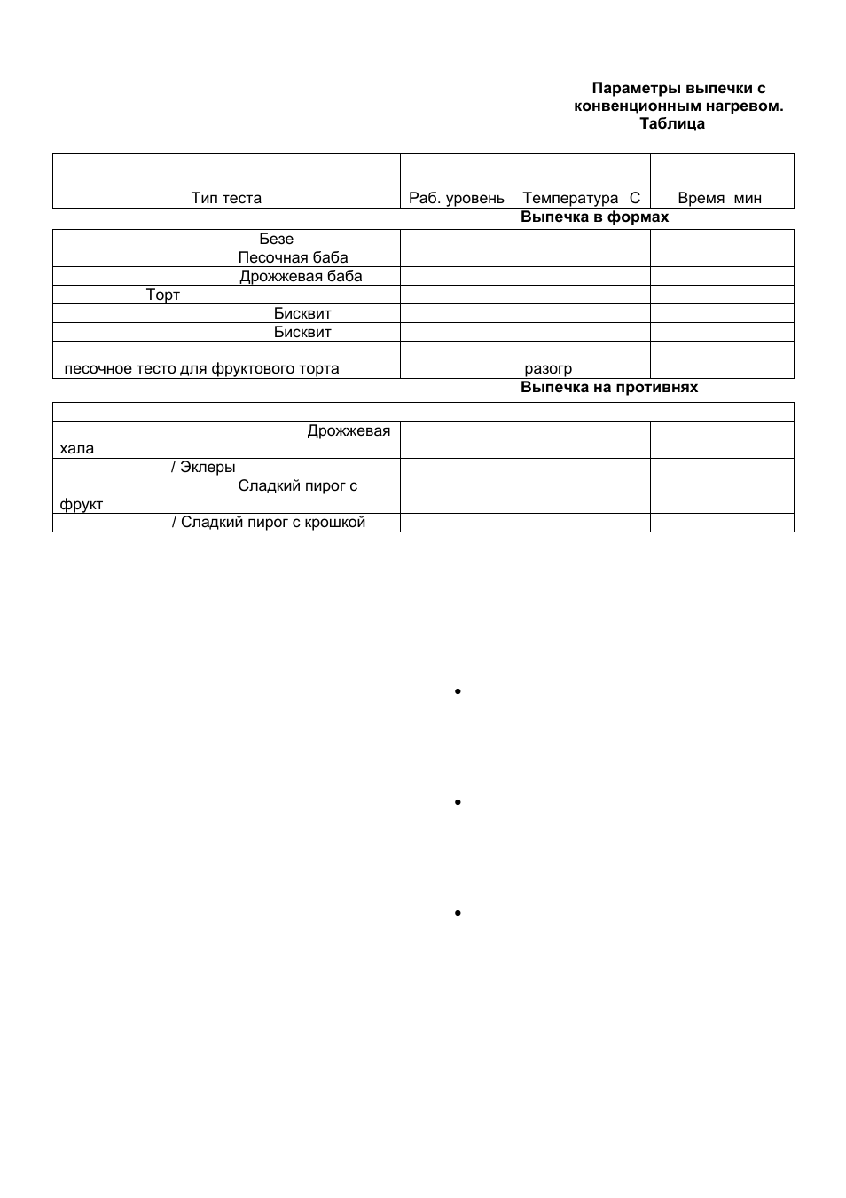 Table 1, Roasting and stewing of meat | Kaiser EH63... User Manual | Page 34 / 60