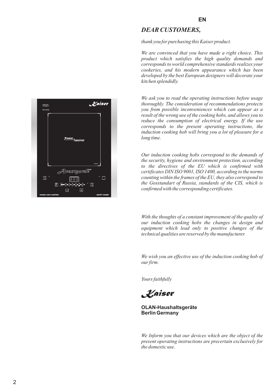 Dear customers | Kaiser KCT3000RI User Manual | Page 2 / 44