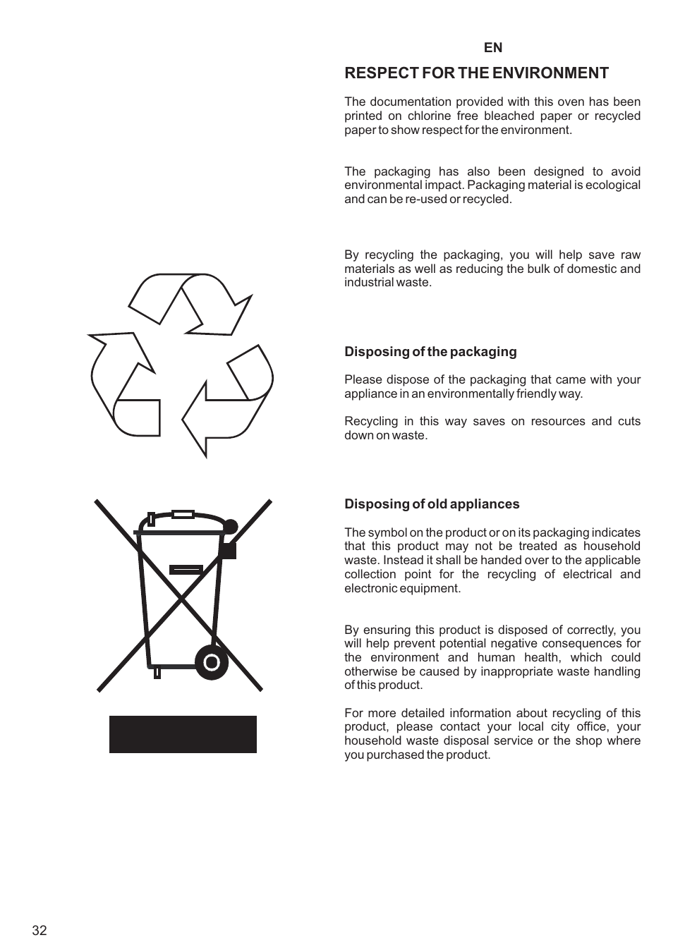 Respect for the environment | Kaiser KCT3000RI User Manual | Page 32 / 44
