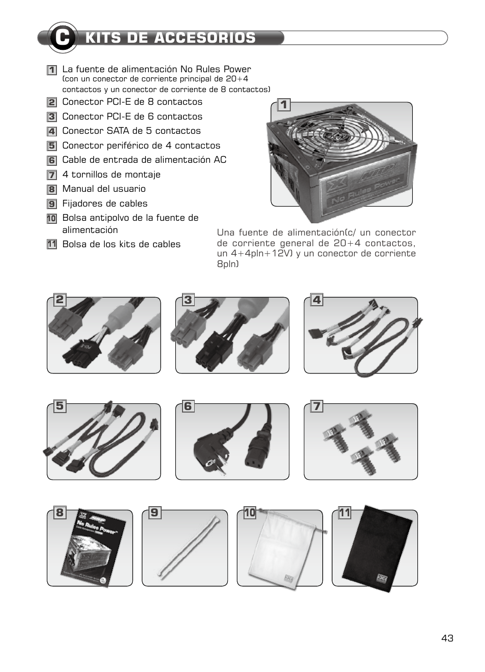 Kits de accesorios | XIGMATEK NRP-MC651 User Manual | Page 44 / 67