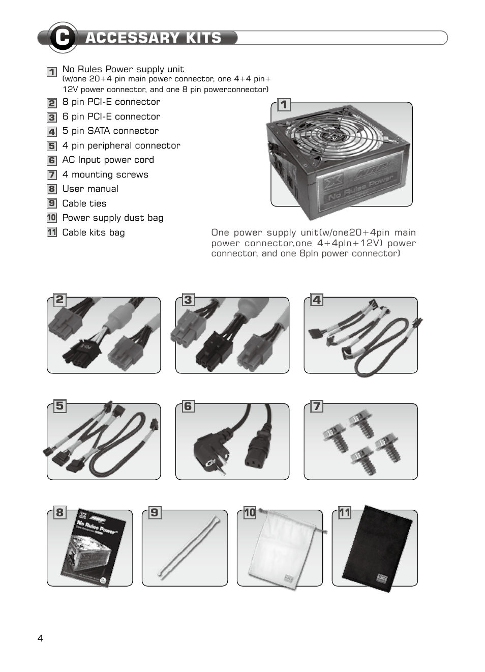 Accessary kits | XIGMATEK NRP-MC651 User Manual | Page 5 / 67