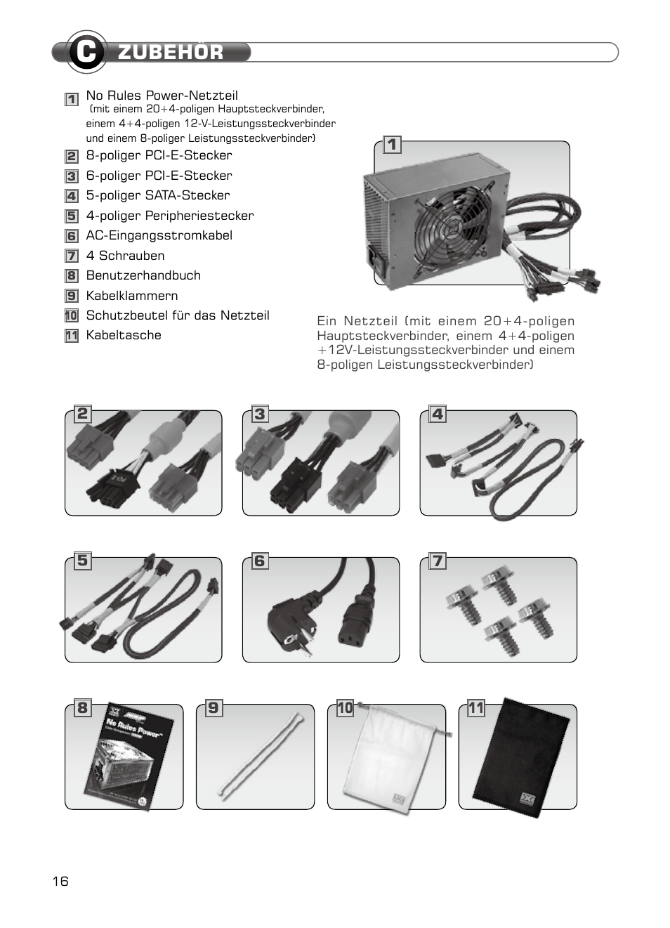 Zubehör | XIGMATEK NRP-HC1001 User Manual | Page 17 / 62