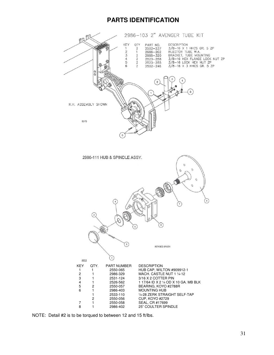 Parts identification | Yetter Avenger 25 User Manual | Page 31 / 40