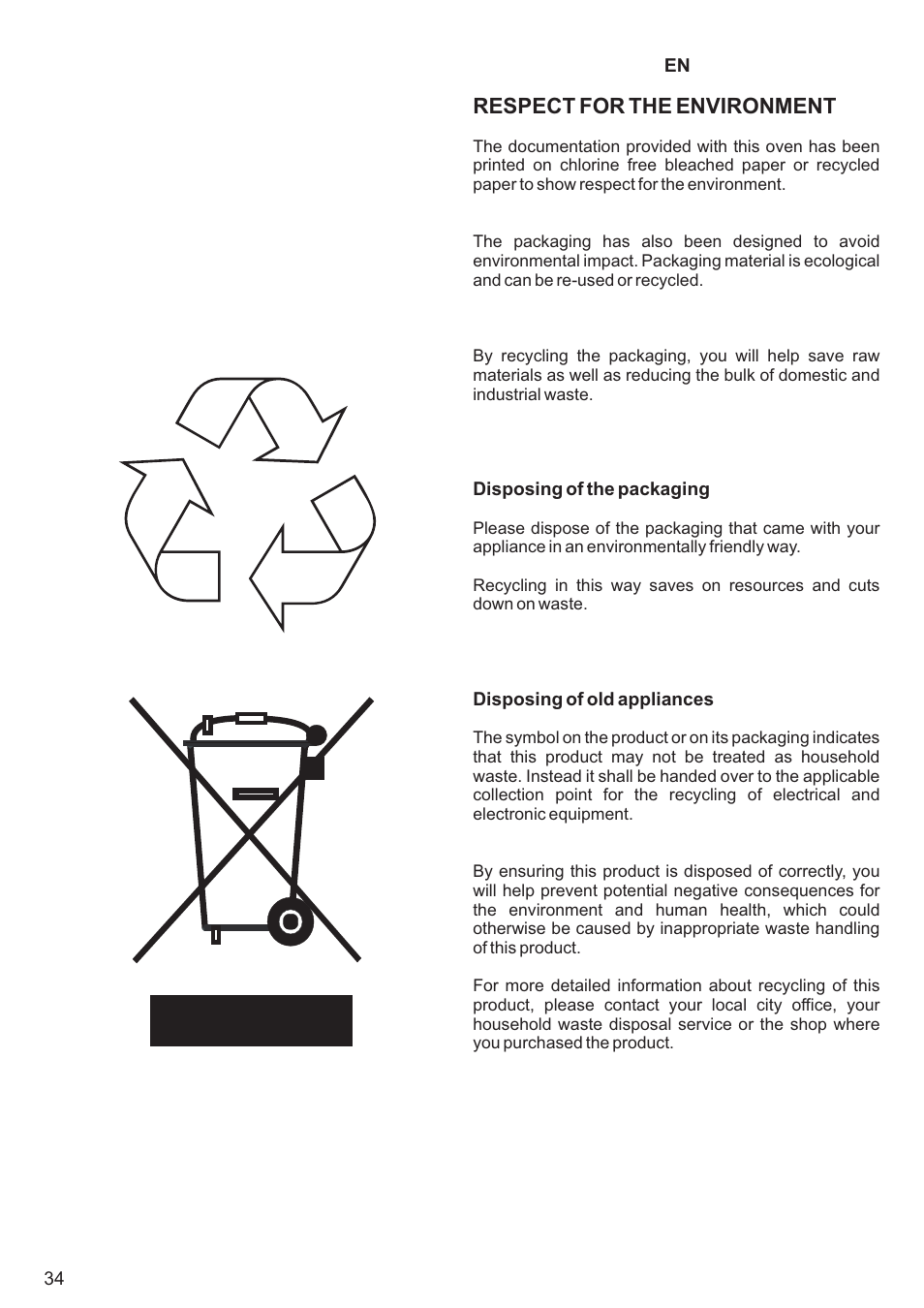 Respect for the environment | Kaiser KCT6403 User Manual | Page 34 / 44