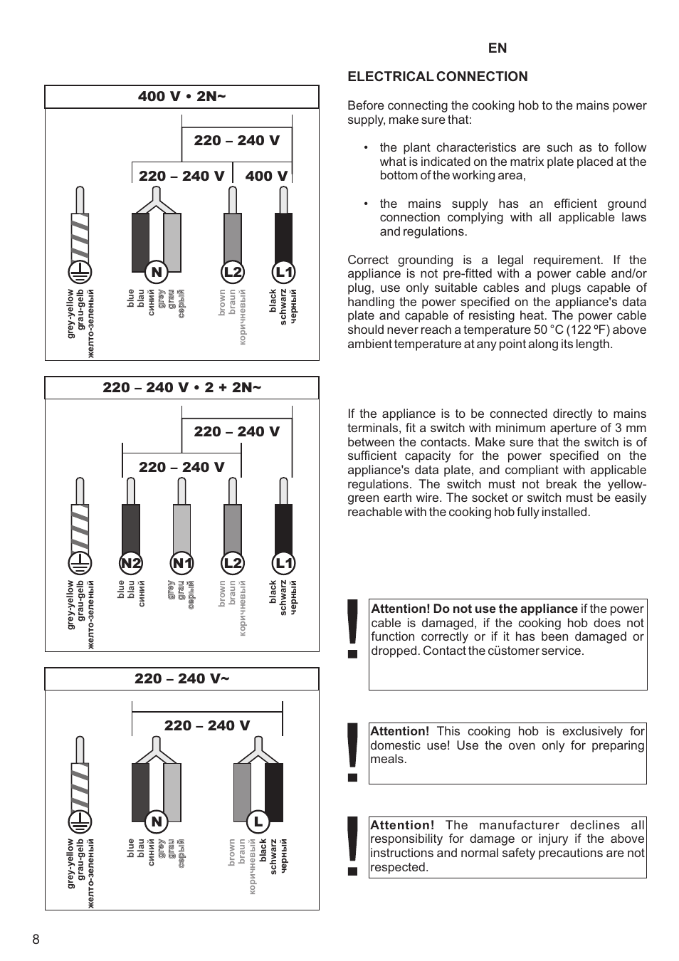 Electrical connection, En 8 | Kaiser KCT6403 User Manual | Page 8 / 44