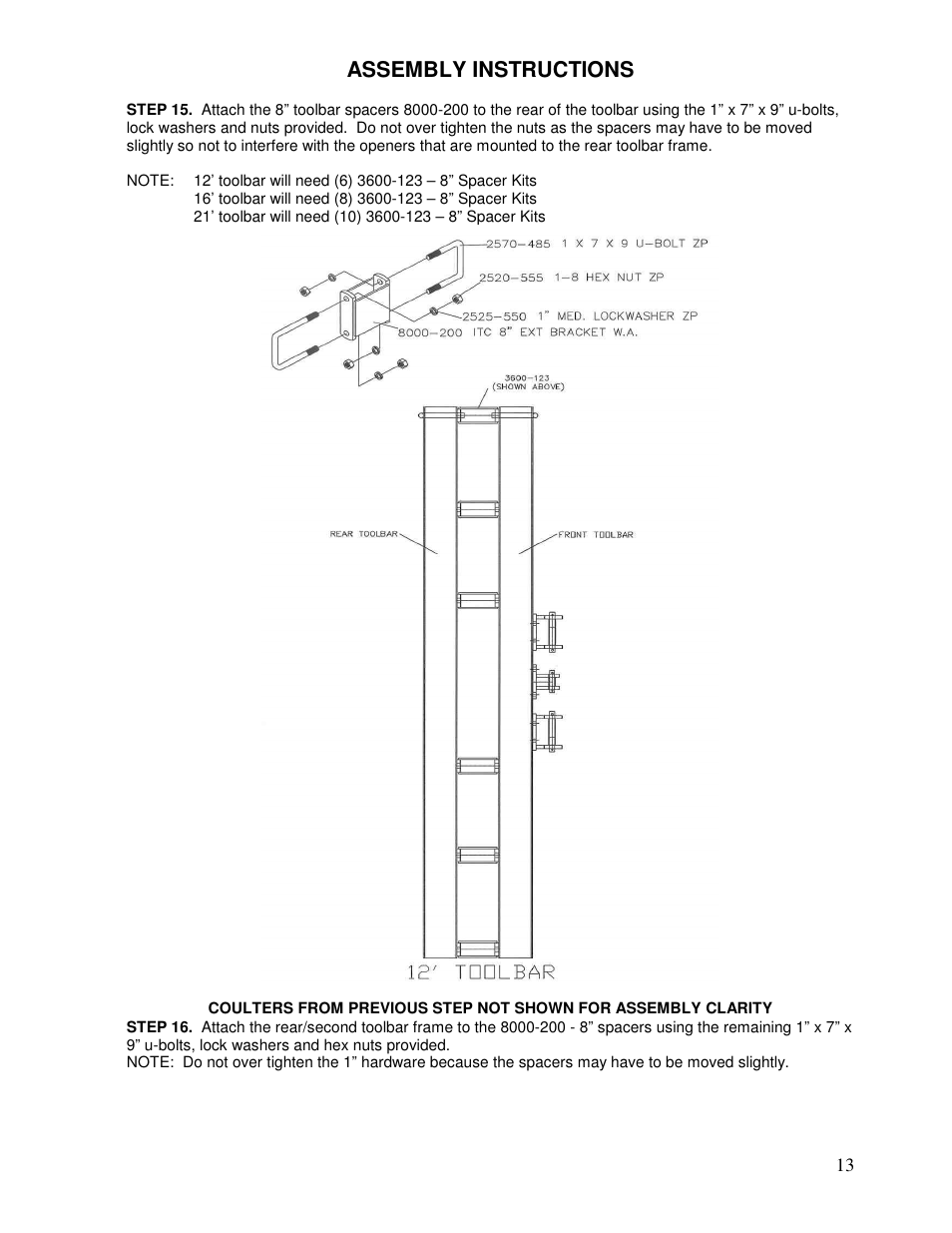 Assembly instructions | Yetter Avenger 30 Coulter User Manual | Page 13 / 28