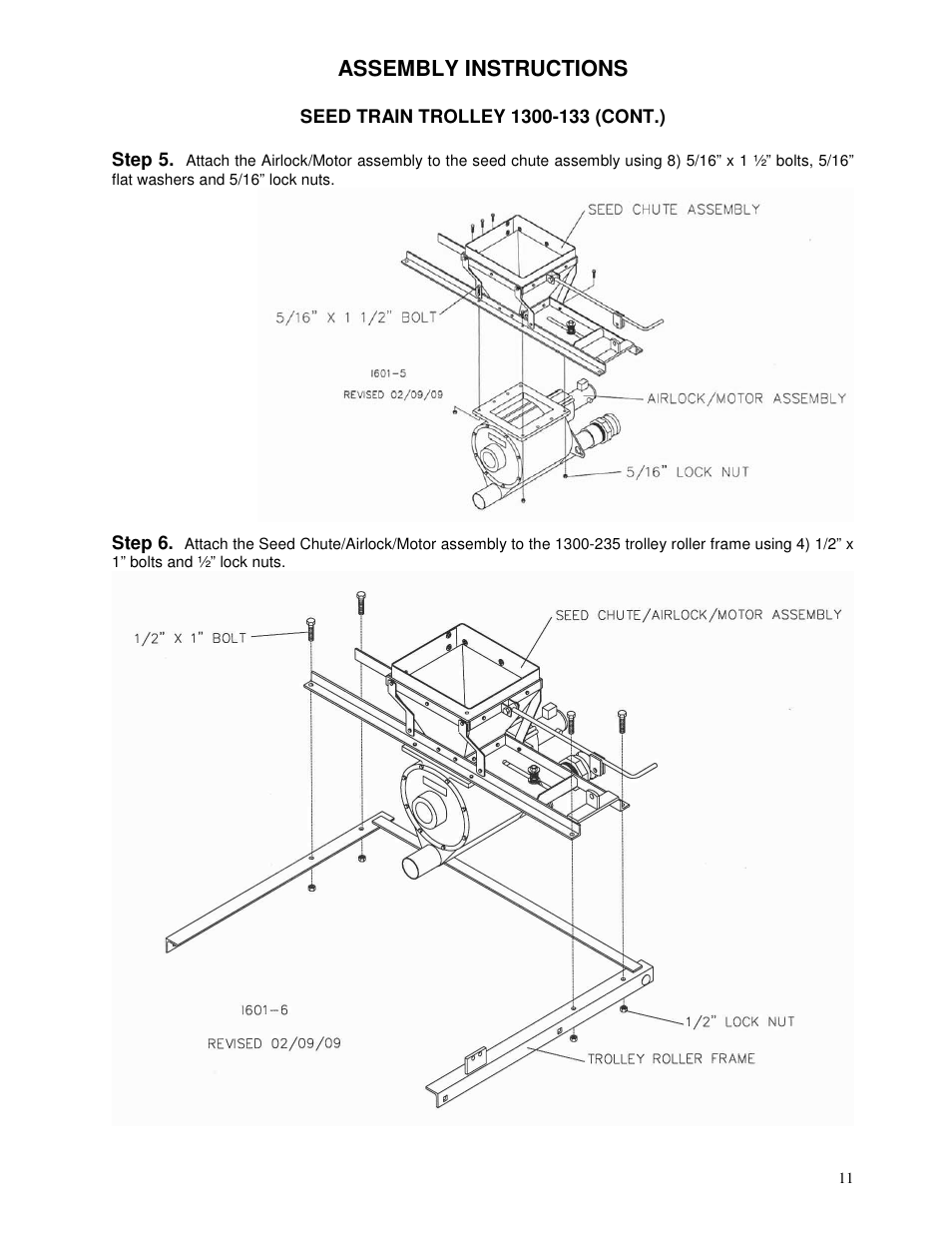 Assembly instructions | Yetter 1300 Series Bulk Seed Handling Equipment User Manual | Page 11 / 54