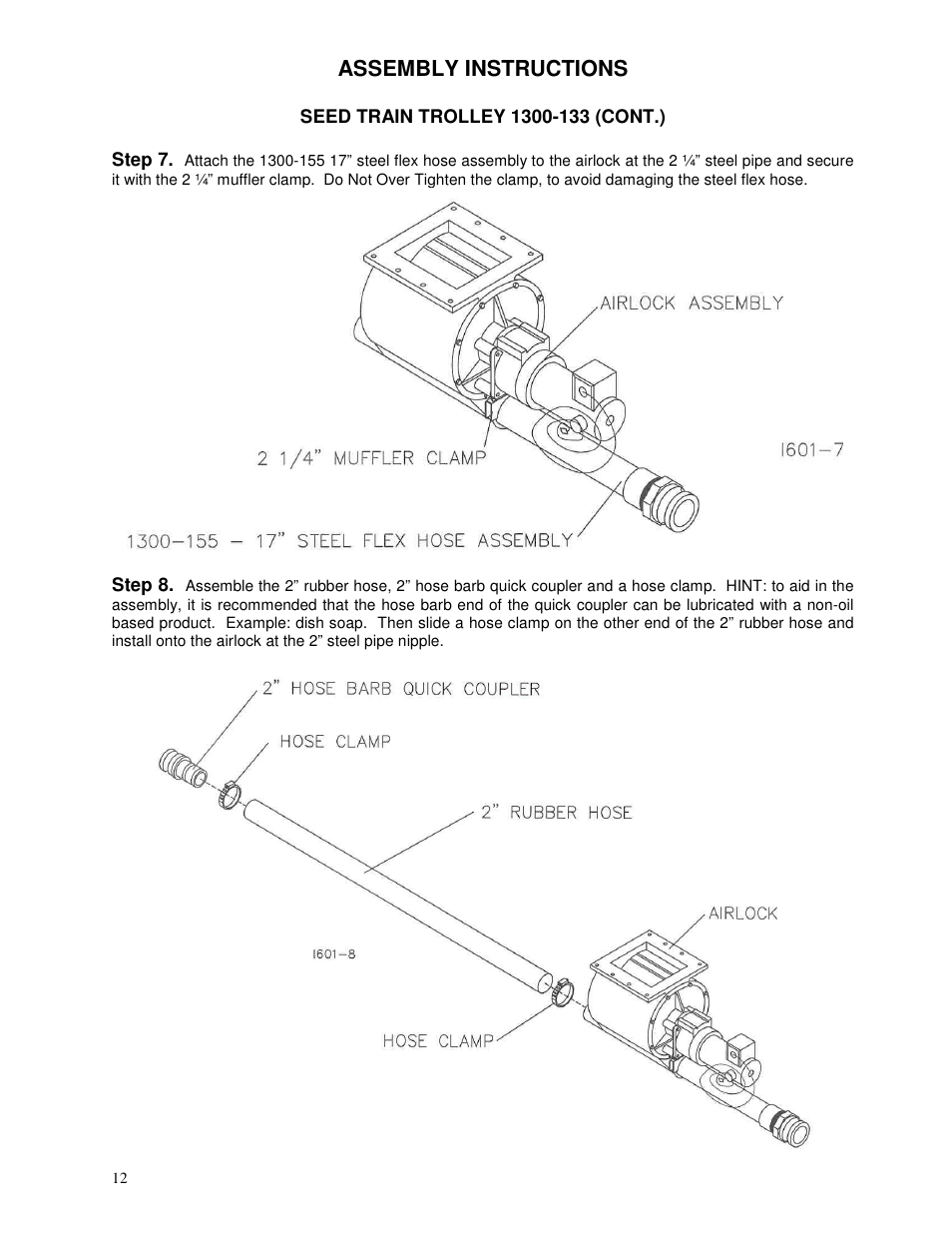 Assembly instructions | Yetter 1300 Series Bulk Seed Handling Equipment User Manual | Page 12 / 54