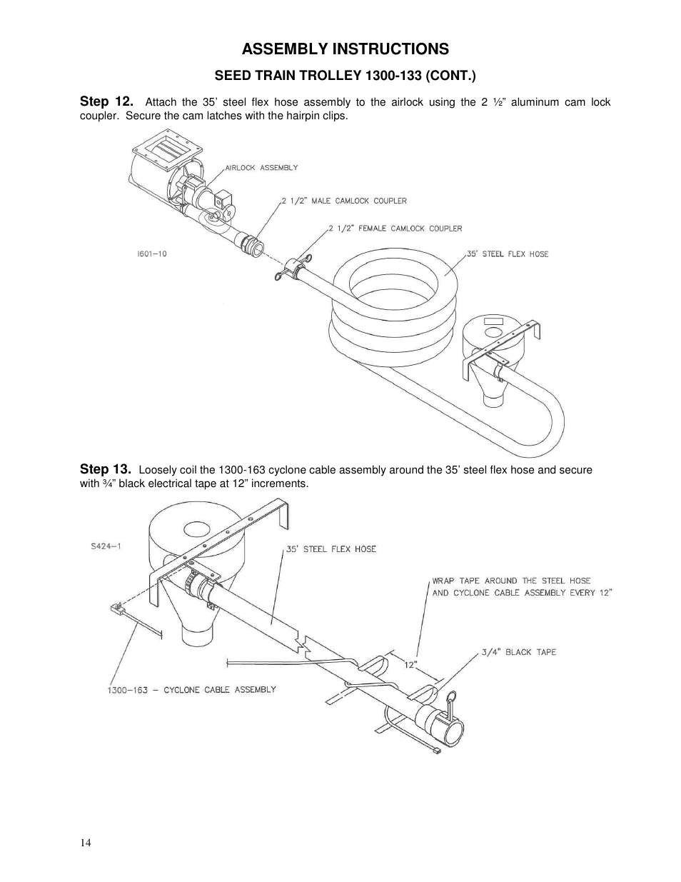 Assembly instructions | Yetter 1300 Series Bulk Seed Handling Equipment User Manual | Page 14 / 54