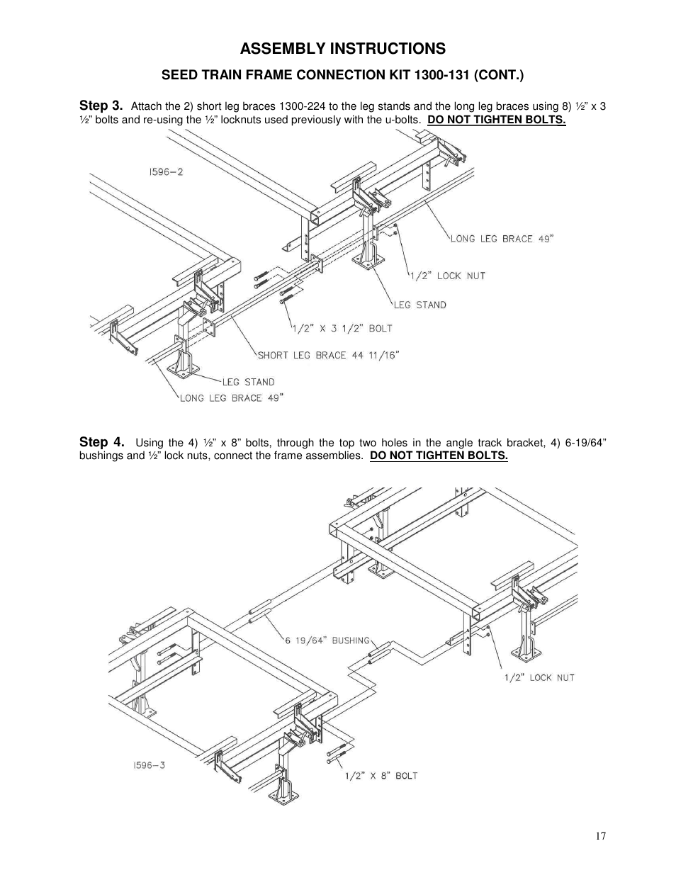 Assembly instructions | Yetter 1300 Series Bulk Seed Handling Equipment User Manual | Page 17 / 54