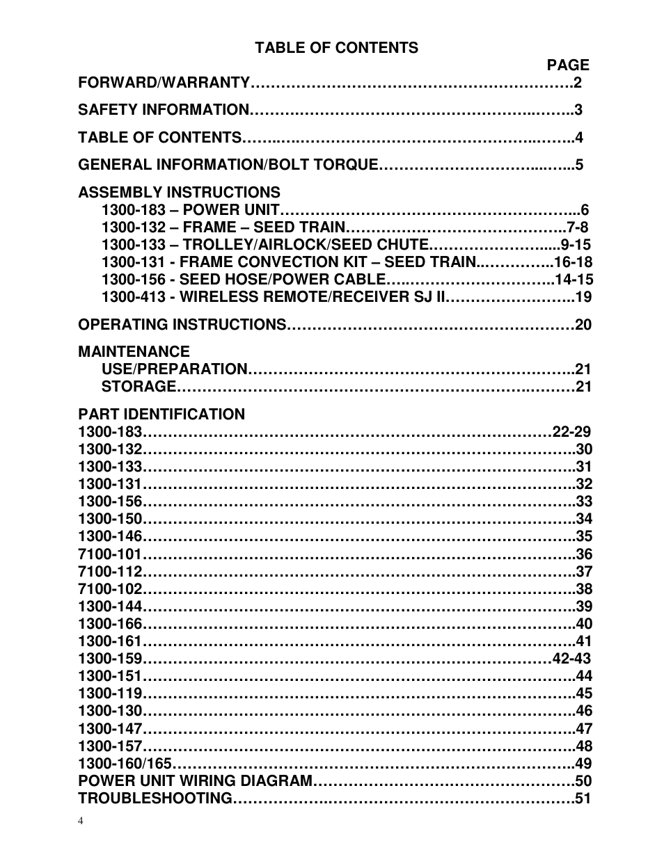 Yetter 1300 Series Bulk Seed Handling Equipment User Manual | Page 4 / 54