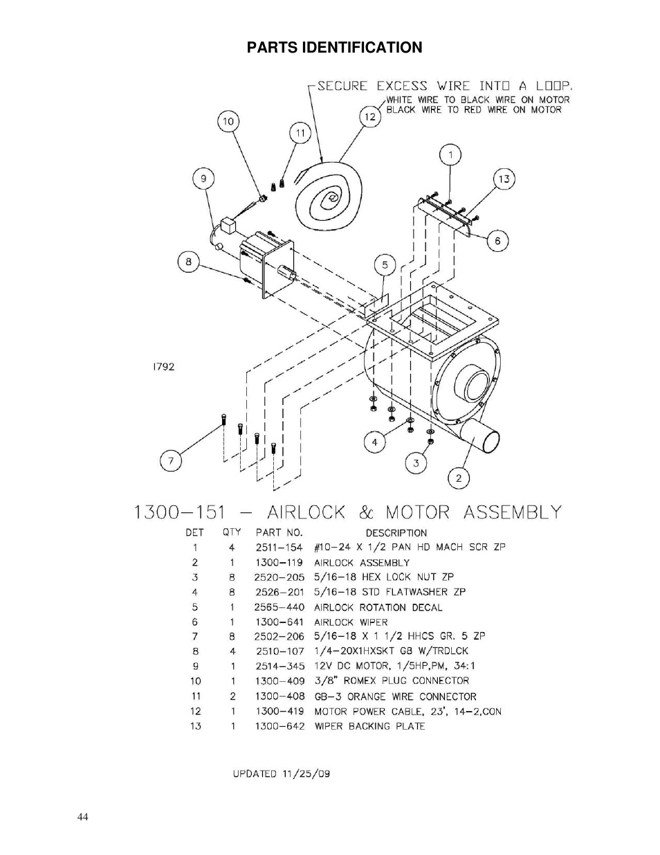 Parts identification | Yetter 1300 Series Bulk Seed Handling Equipment User Manual | Page 44 / 54