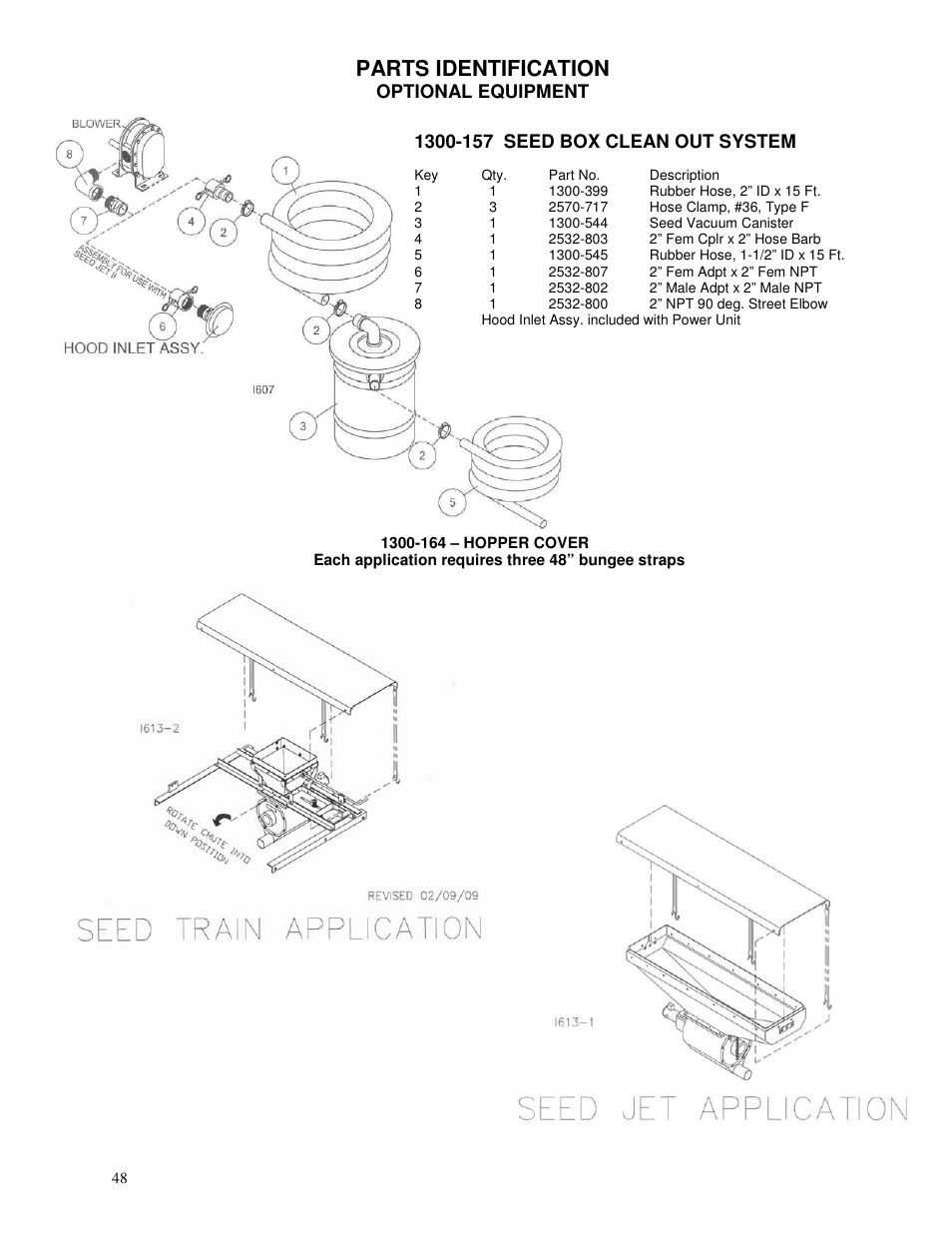 Parts identification, Optional equipment | Yetter 1300 Series Bulk Seed Handling Equipment User Manual | Page 48 / 54