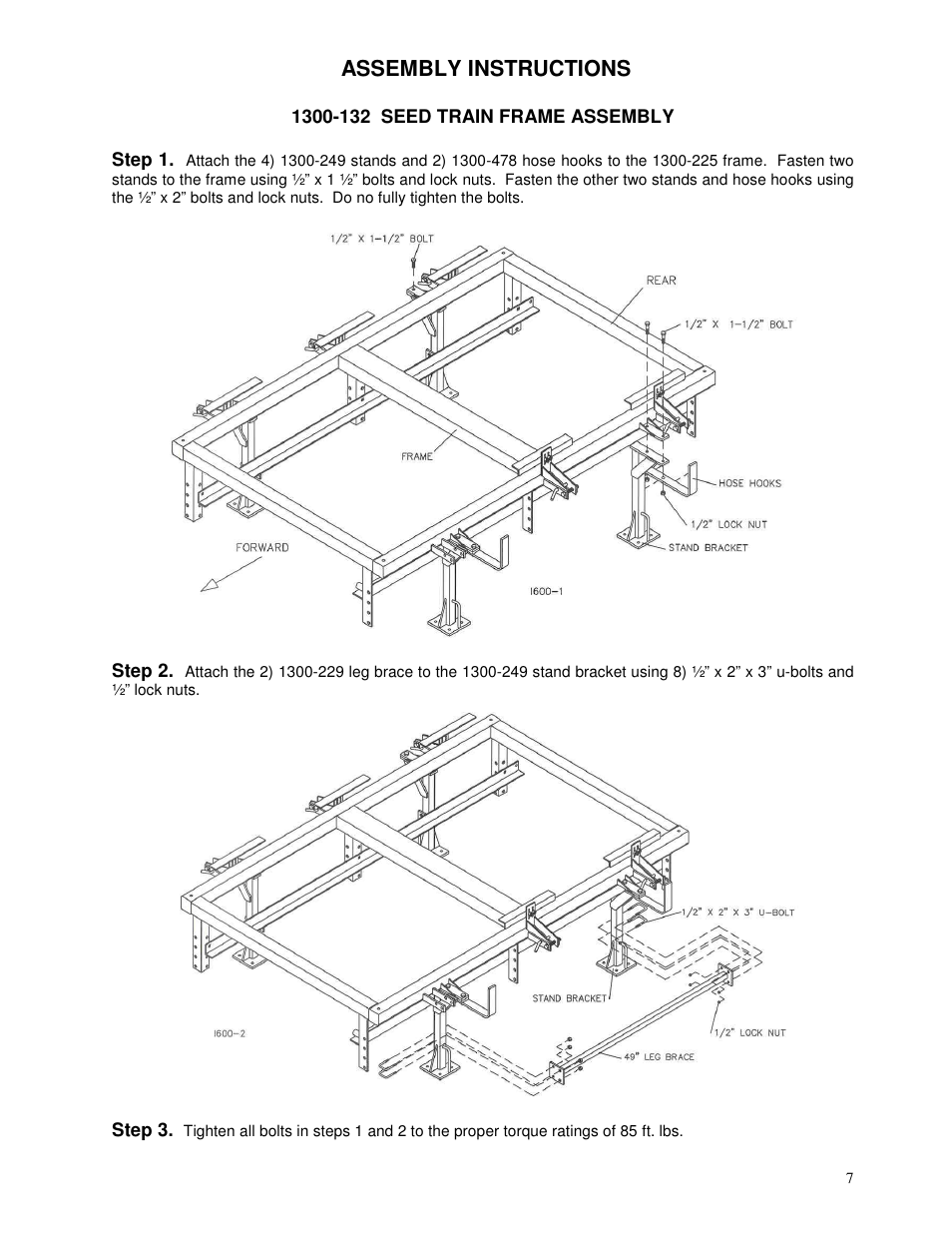 Assembly instructions | Yetter 1300 Series Bulk Seed Handling Equipment User Manual | Page 7 / 54