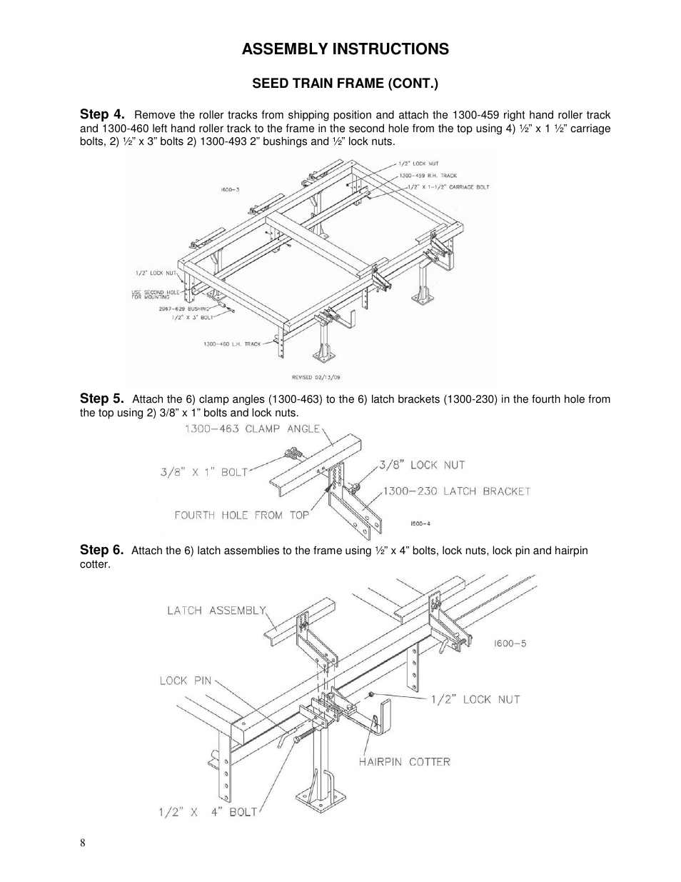 Assembly instructions | Yetter 1300 Series Bulk Seed Handling Equipment User Manual | Page 8 / 54