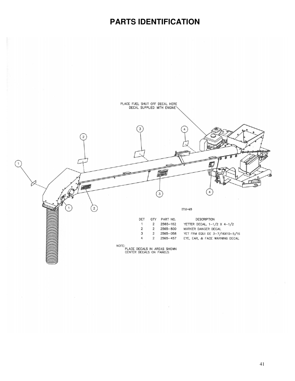 Parts identification | Yetter 1310-010 Maximizer User Manual | Page 41 / 44