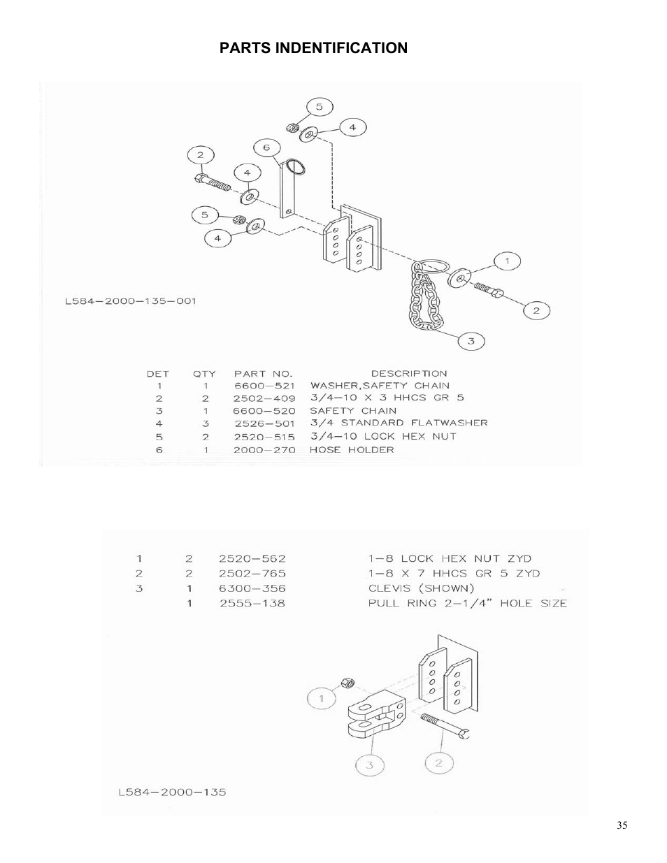 Parts indentification | Yetter 2000 Series AllSteer Plus Fertilizer Toolbar User Manual | Page 35 / 52
