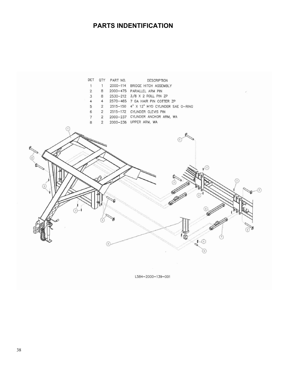 Parts indentification | Yetter 2000 Series AllSteer Plus Fertilizer Toolbar User Manual | Page 38 / 52