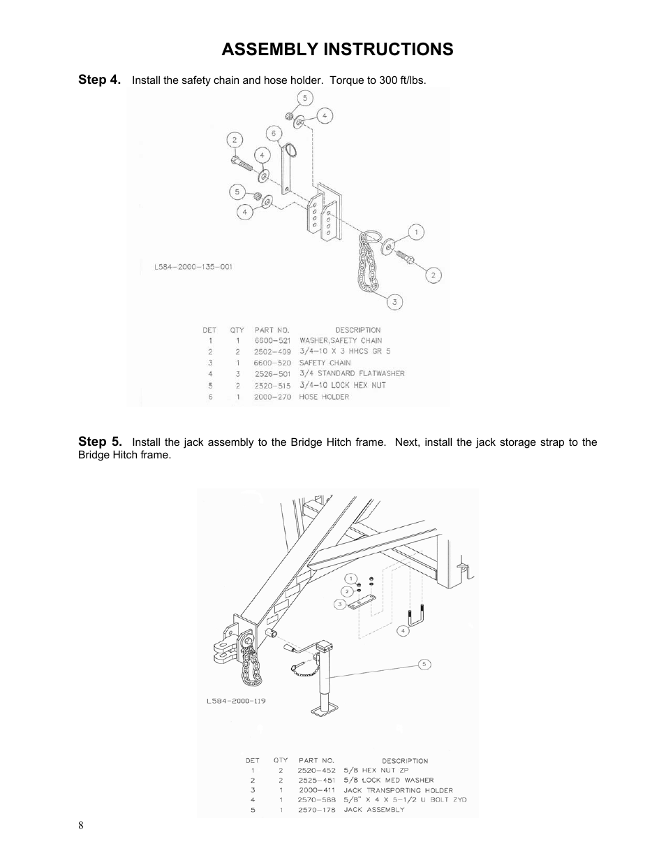 Assembly instructions | Yetter 2000 Series AllSteer Plus Fertilizer Toolbar User Manual | Page 8 / 52